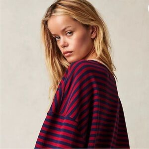 NWOT Free People Classic Striped Oversized Crewneck Nautical Combo Size Medium